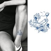 Temporary Tattoo Zee Fles Golf (6x6 cm) [Semi-Permanente Neptattoo - Tijdelijke tatoeage - Nep Fake Tattoos - Water overdraagbare festival sticker henna outfit tattoo - Glitter tattoo - Volwassenen Kinderen Jongen Meisje]