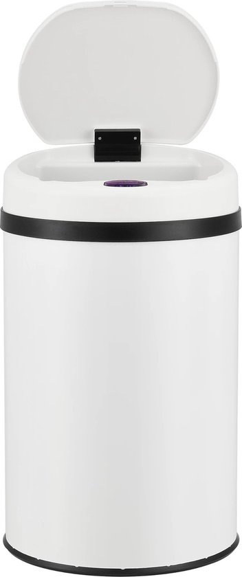 Relaxdays, Vuilnisbak met witte sensor, automatisch deksel, binnenemmer met handvat, hygiënisch, 7 liter, staal, 35 x 15 x 20 cm (h x b x d), standaard Relaxdays, Vuilnisbak met witte sensor, automatisch deksel, binnenemmer met handvat, hygiënisch, 7 liter, staal, 35 x 15 x 20 cm (h x b x d), standaard