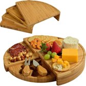 Planche à tapas Recalma - Planche à fromage - Planche à goûter en Bamboe - Planche à boissons - 4 couches - Y compris deux couteaux à fromage - Planche de service ronde