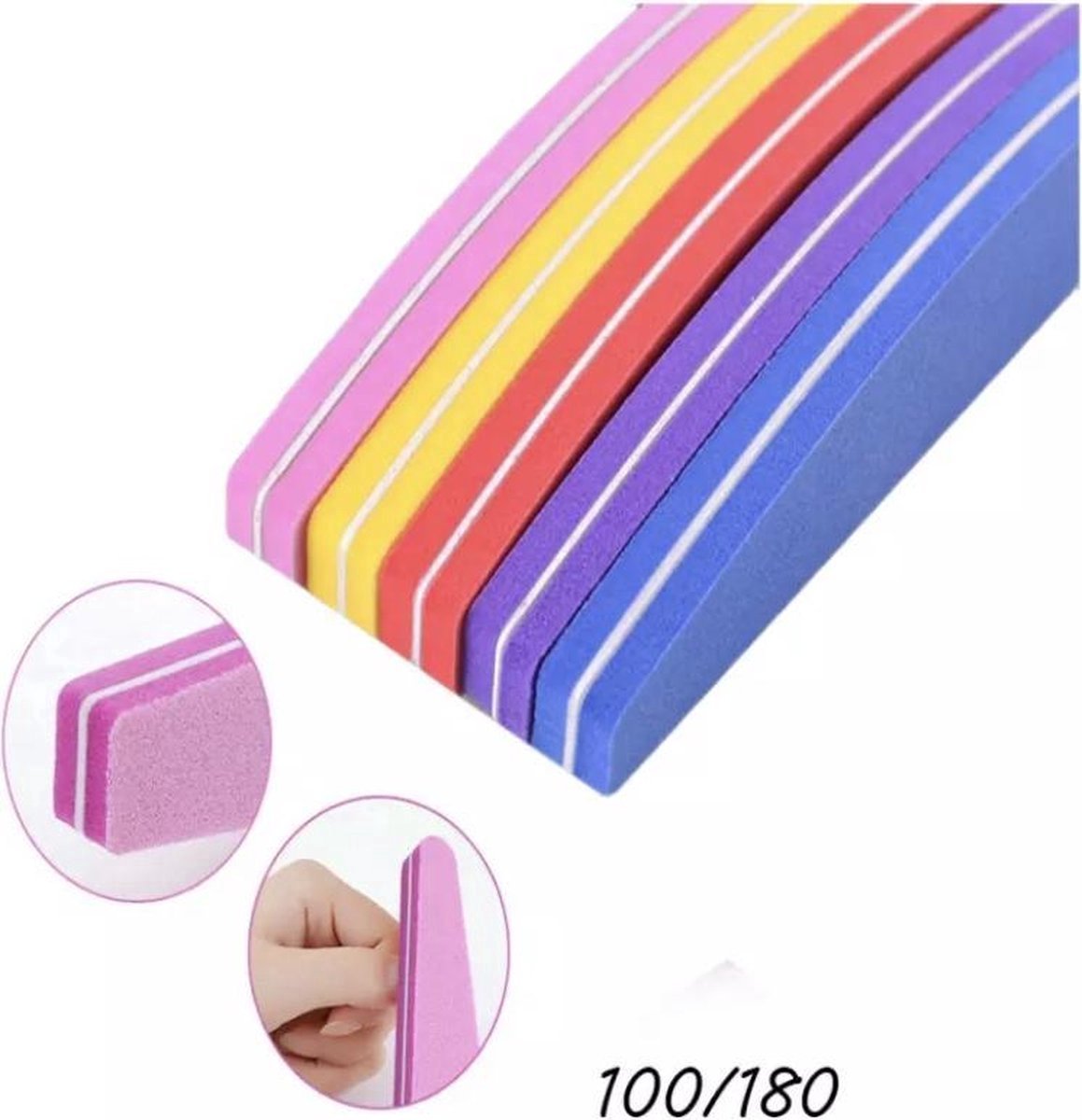 Goedkoopste 5x Vijlen 100/180 grit I Nagelbuffer I Nagelvijl I Polijstblok I Polijstblok Nagels I Bufferblock I Nail buffer I Set van 5 I Multicolor