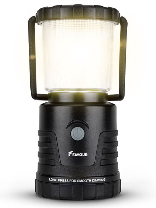 Favour L1061 Camping lamp LED, 875 Lumen, IP64, Waterdicht, Draagbare Kampeerlamp, Tentlamp, Schokbestendig, 4 Verschillende Lichtmodi incl Kaarslicht-modus, Afneembaar Deksel, Handig & Compact Formaat