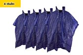 Regenponcho unisex een maat 4 stuks in de verpakking blauw - Regenponcho dames - regenponcho heren Volwassenen