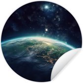 Behangcirkel ruimte - Aarde - Planeten - Muurstickers slaapkamer - Wandsticker - Ronde wanddecoratie - Behangsticker - ⌀ 140 cm - Plak stickers - Cirkel behang - Sticker muur - Muurdecoratie cirkel