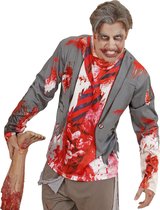 Widmann - Zombie Kostuum - T-Shirt Lange Mouwen Wallstreet Crash Man - Rood, Grijs - Medium / Large - Halloween - Verkleedkleding