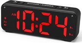 MORIC F1090 - Digitale wekker - Dual Alarm Grote Cijfers Grote Knoppen - Slaapkamer Klok - Zwart