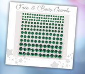 Face & Body Jewels (165 Diamantjes Donkergroen) [Dots Strass Steentjes met Zelfklevend Plaklaag - Sticker Diamantjes voor Lichaam en Gezicht - Festival Tattoo Set Outfit Glitter - Juwelen Rhinestones Rhine stones - Plak Diamantjes]