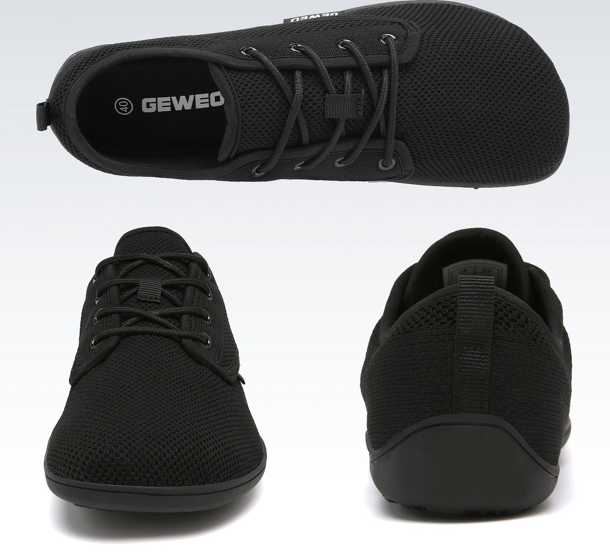 Geweo Barefoot Trainers Schoenen Minimalisme Heren Dames Nul Druppel Unisex Hardloopschoenen Wandelschoenen Ademend Lichtgewicht Niet-Slip Jogging Parkour Wandelen Blauw 44EU