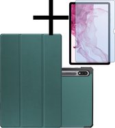 Hoesje Geschikt voor Samsung Galaxy Tab S9 Plus Hoesje Case Hard Cover Hoes Book Case Met Uitsparing Geschikt voor S Pen Met Screenprotector - Donkergroen
