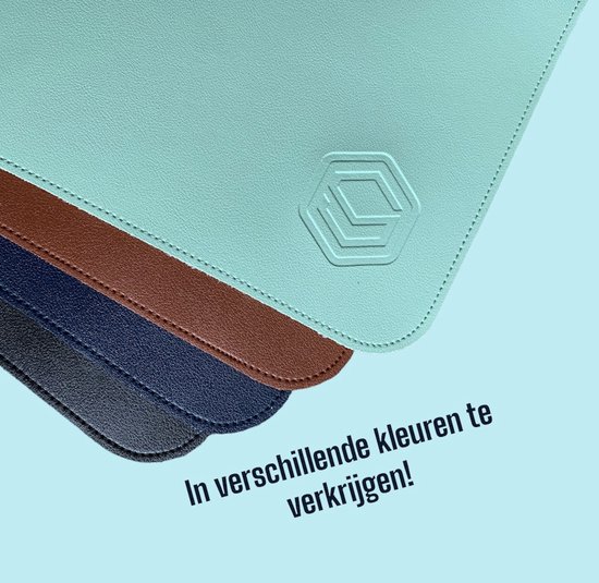 Sous-Main Bureau Cuir Véritable 60x40 Cm Bleu – Grand Tapis Antidérapant, Imperméable, Protection & Style Élégant