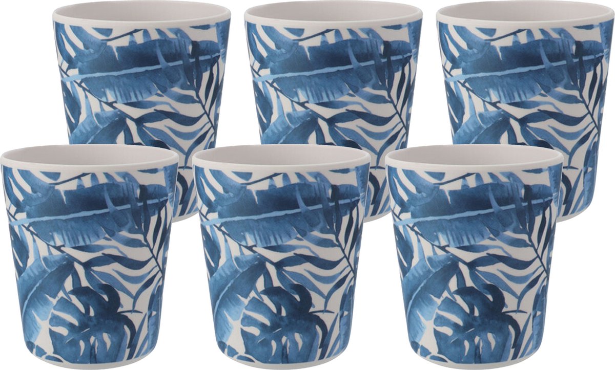 Goedkoopste Excellent Houseware drinkbeker - 6x - kunststof/melamine - met print - 9 x 11 cm - 440 ml