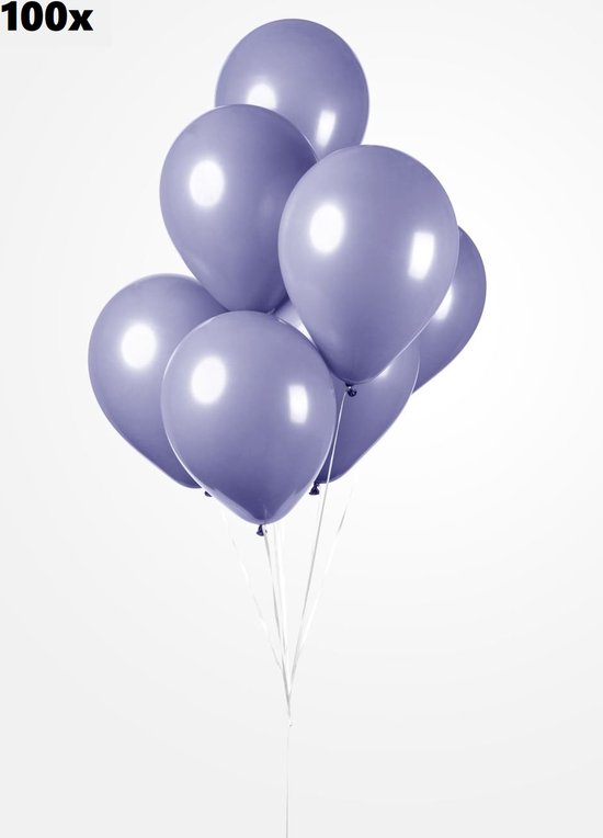 100x Luxe Ballon pastel lavendel 30cm - biologisch afbreekbaar - Festival feest party verjaardag landen helium lucht thema