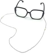 Brillenkoord - Brilkoord - Brilketting - Bril accessoires - 60 cm - Zilver - Witte parels