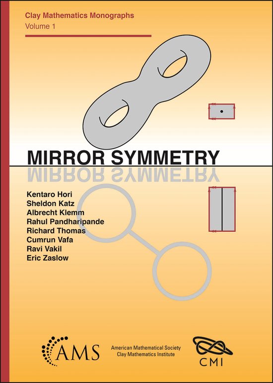Couverture du livre 'Mirror Symmetry', Volume 1 des Clay Mathematics Monographs. Illustre une forme toroidale et les noms des auteurs.
