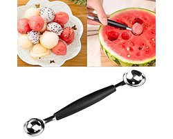 Jumada's - Meloenbolletjeslepel - 2-in-1 Meloenschep - Meloensnijder - Fruit-Schep - Zwart