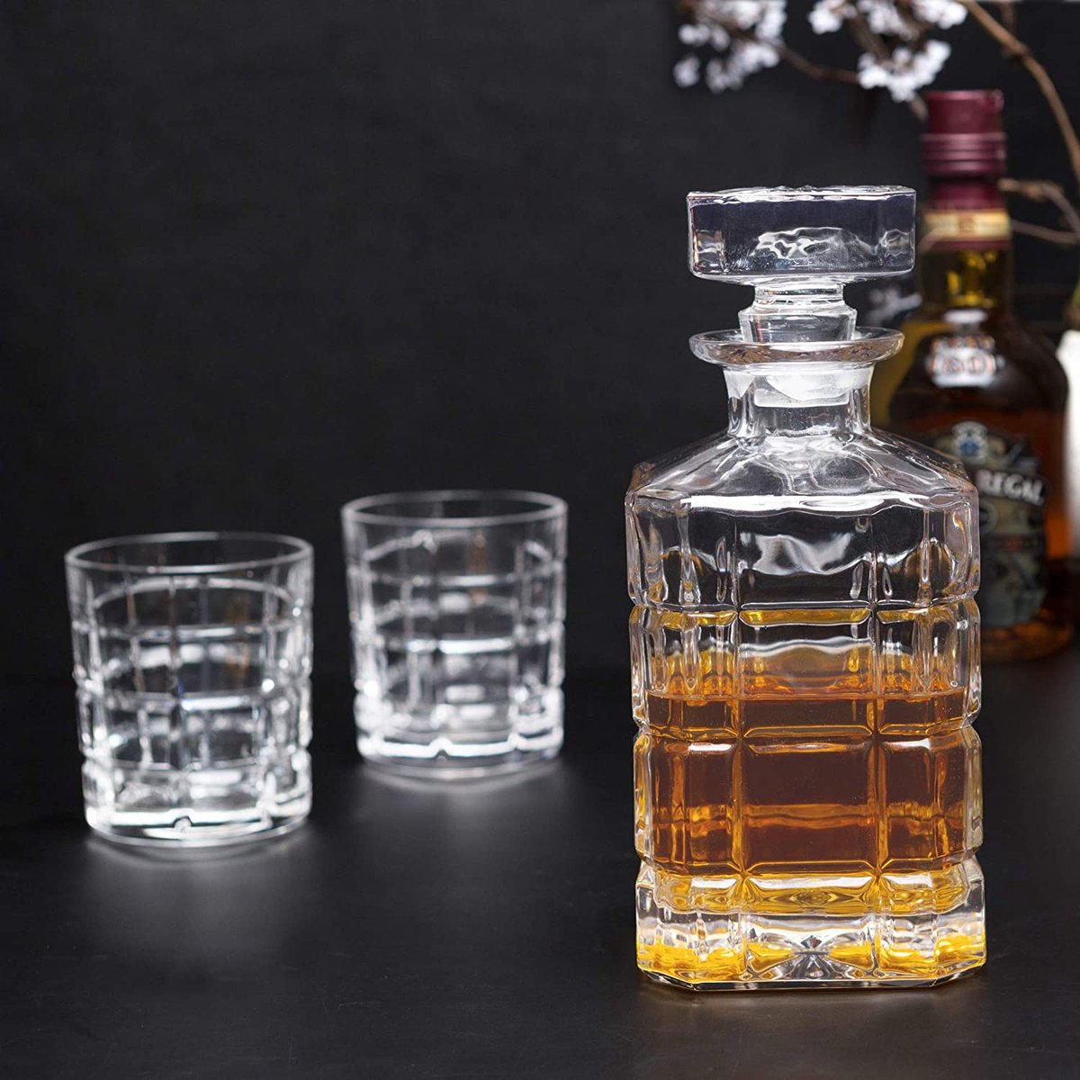 KANARS Whisky Glazen en Karaf Set, Kristallen Whisky Decanter 800 ml
