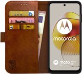 Rosso Element Book Case Wallet Hoesje Geschikt voor Motorola Moto G73 | Portemonnee | 3 Pasjes | Magneetsluiting | Stand Functie | Bruin
