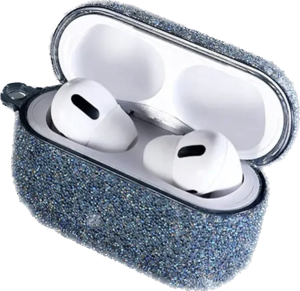 Hidzo - Hoes voor Apple's Airpods Pro - Hard Case - Glitter - Blauw