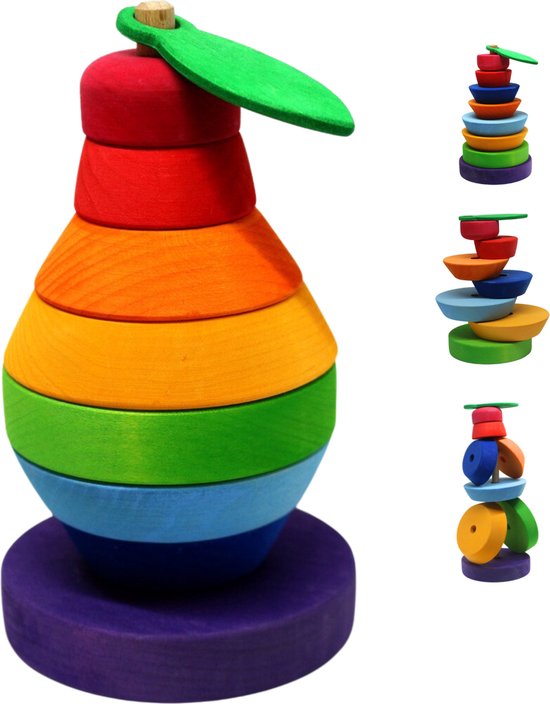 Broertjes toys Houten stapel peertje/Educatief speelgoed/Montessori... | bol .com