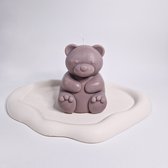 Chennies candles - Handgemaakte valentijn teddy beer kaars bruin- Soja wax - Decoratieve kaars - Geschenk - Gift - Woonaccessoires
