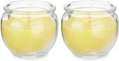 Ibergarden Citronella kaars in houder - 2x - glas - anti muggen - 20 branduren