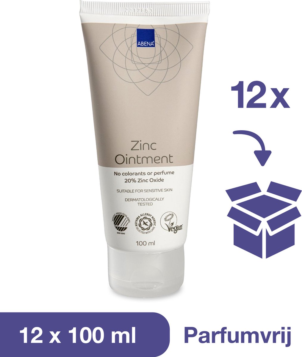 Goedkoopste Abena Zinkzalf Voordeelverpakking - Ongeparfumeerd - 12 x 100 ml - 20 Zinkoxide - Zinkzalf Tube voor Volwassenen - Vegan