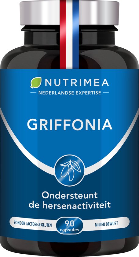 Nutrimea - Griffonia - 150mg - 5 HTP - Helpt bij stress - 90 vegicaps