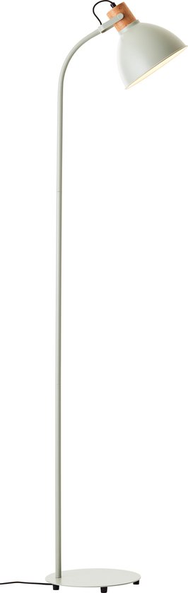 Brilliant Erena vloerlamp 1,5m lichtgroen metaal/hout voetschakelaar 1x A60, E27, 40 W, geschikt voor normale lamp (niet inbegrepen)
