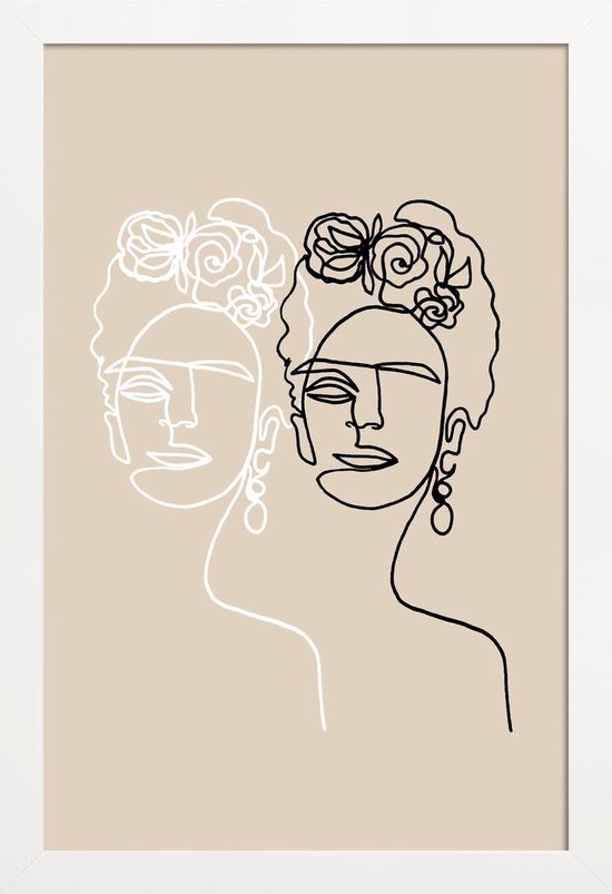 JUNIQE - Poster lijst Frida Double Beige /Ivoor