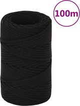 vidaXL - Werktouw - 2 - mm - 100 - m - polyester - zwart