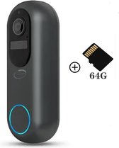 Casamix Deurbel pro - Zwart- incl. SD kaart 64G- Geen abonnement-Dual Wifi Video Deurbel Camera 5G/2.4Ghz- HD beeld 1080p-NL Handleiding-Waterdichte IP68 -complete set (Deurbel + SD kaart 64 G+ dong (plug) + 2 batterijen + micro usb kabel en oplader
