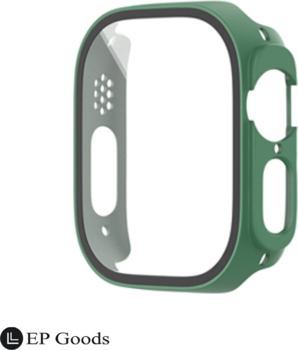 EP Goods - Full Cover/Hoesje - Screen Protector - Geschikt voor Apple Watch Ultra en Ultra 2 - 49mm - Hardcase - Protection - Donkergroen