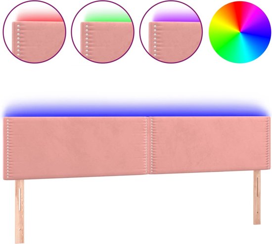 vidaXL-Hoofdbord-LED-160x5x78/88-cm-fluweel-roze