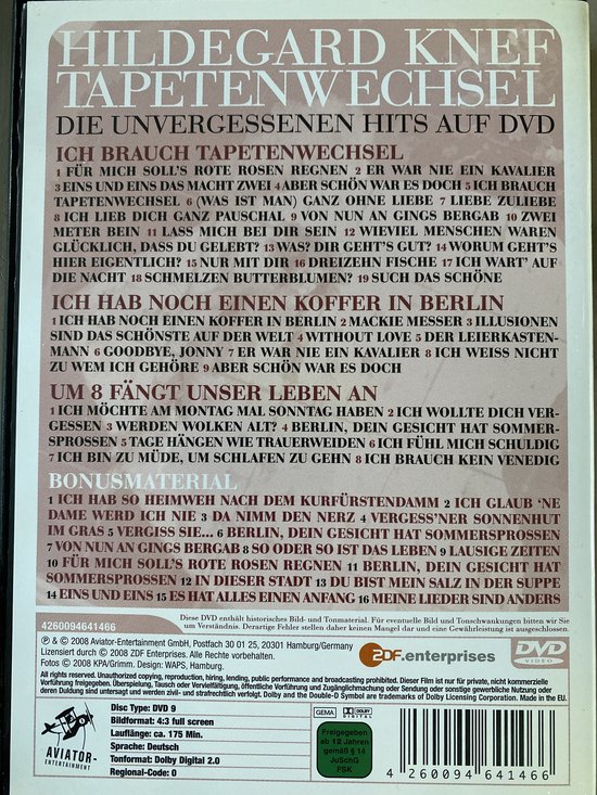 Tapetenwechsel, Hildegard Knef Muziek bol