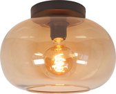 Zwarte plafondlamp | 1 lichts | bruin / zwart | niet spiegelend | glas / metaal | diameter 31 cm | eetkamer / woonkamer / slaapkamer / hal | modern / sfeervol design
