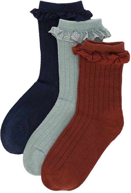 iN ControL 3pack RIB socks RUFFLE blue 27/30