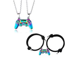 Bixorp Friends Regenboog Controller Vriendschapsketting + Armband voor 2 - BFF Sieraden set - Koppel Cadeau