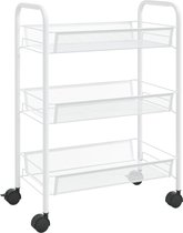 Bol.com vidaXL-Keukentrolley-3-laags-46x26x54-cm-ijzer-wit aanbieding