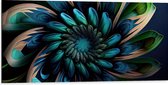 Dibond - Bloem in Blauw en Groen Tinten - 100x50 cm Foto op Aluminium (Wanddecoratie van metaal)