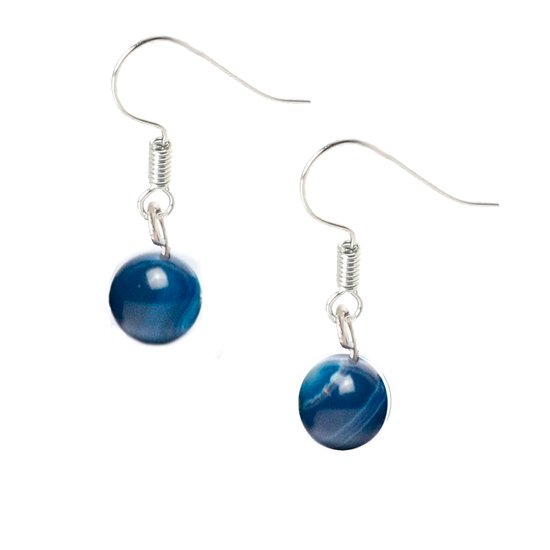 Bixorp Gems Blue Botswana Agate Boucles d'oreilles - Boucles d'oreilles pendantes Perles de pierres précieuses - Cadeau pour Filles et femmes