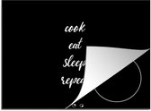KitchenYeah® Inductie beschermer 59x52 cm - Spreuken - Cook eat sleep repeat - Eten - Koken Quotes - Kookplaataccessoires - Afdekplaat voor kookplaat - Inductiebeschermer - Inductiemat - Inductieplaat mat