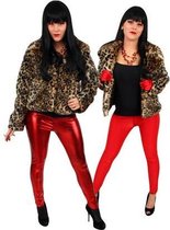 Korte panterprint bontjas bruin - maat 44-46 L XL - fake fur jas nepbont pluche pimp
