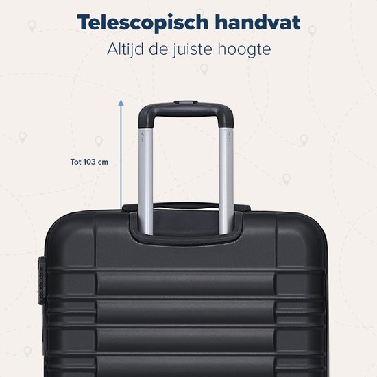 TRVLMORE Handbagage Koffer - 38L - Cijferslot - Lichtgewicht - Trolley - 54x34x20cm - Past binnen 55x40x20 cm - Zwart