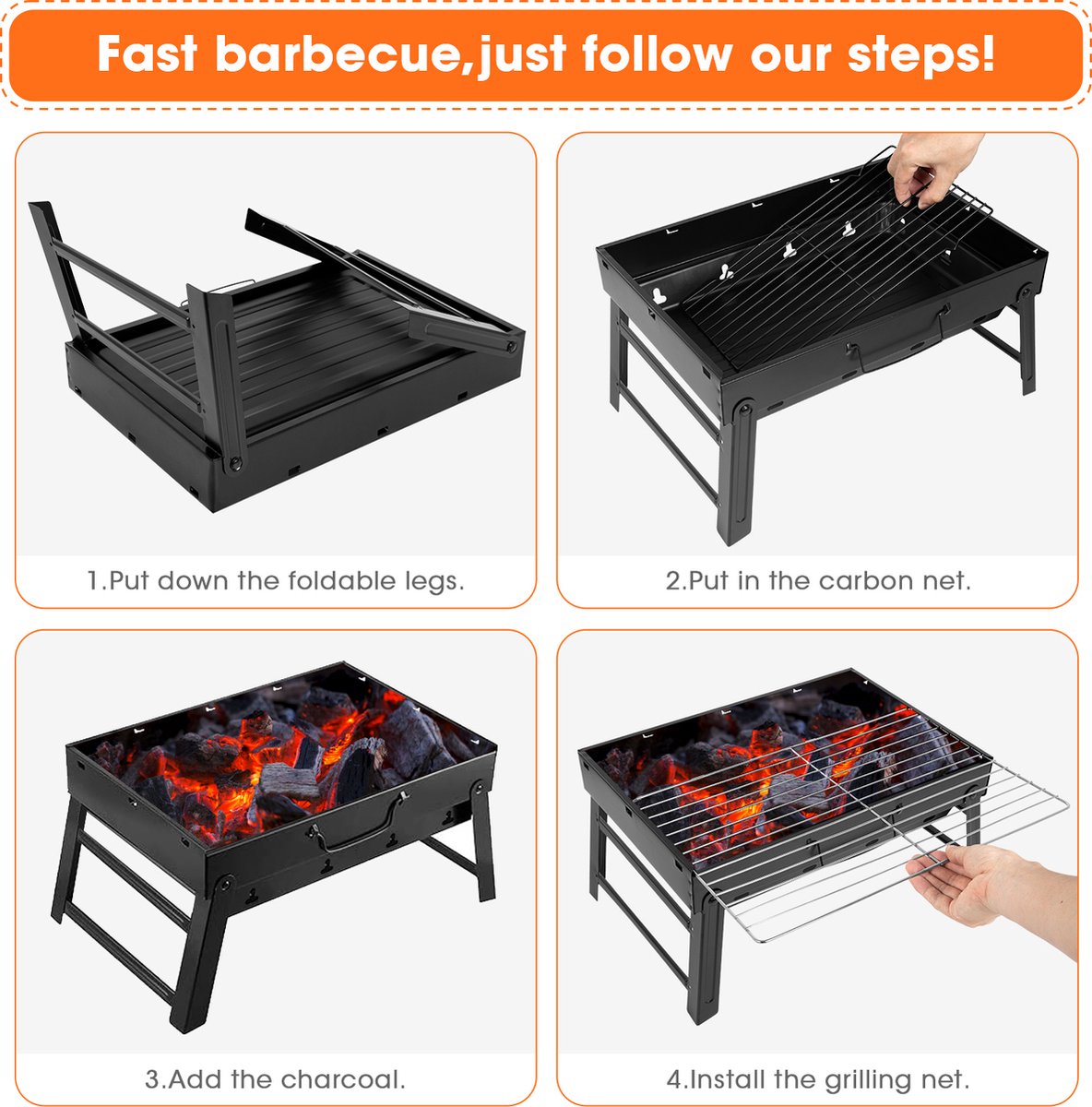 Uten Opvouwbare mini bbq houtskool - barbecue houtskool thumbnail 6