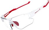 Rockbros Fietsbril - UV400 Bescherming Fietszonnebril - Sportbril Dames Heren - Transprante Meekleurend - Wit Rood
