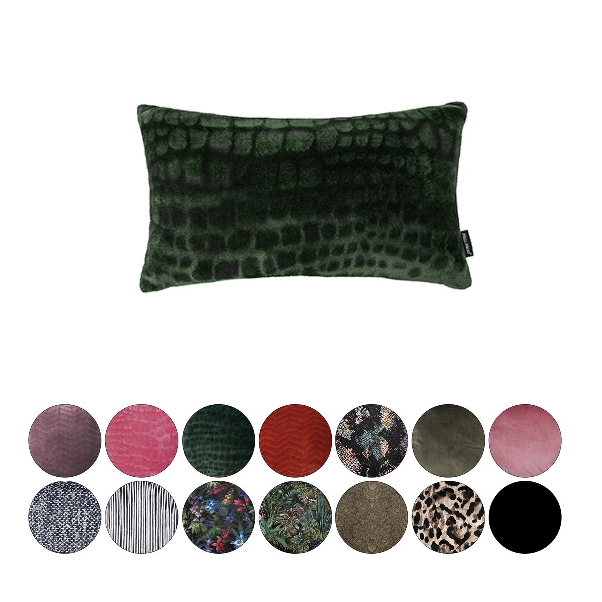 Melli Mello - Be my Baby Sierkussen - 30x50 cm - Velvet - Donkergroen - Croco Patroon