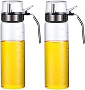 Olijfolie Dispenser fles, glazen oliefles zonder druppel, olie Container voor plantaardige olijfolie, olie Dispenser gemaakt van glas met een hoog borosilicaatgehalte, 2 x 500 ml