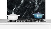 Spatscherm keuken 100x50 cm - Kookplaat achterwand Marmer - Zwart - Luxe - Muurbeschermer - Spatwand fornuis - Hoogwaardig aluminium