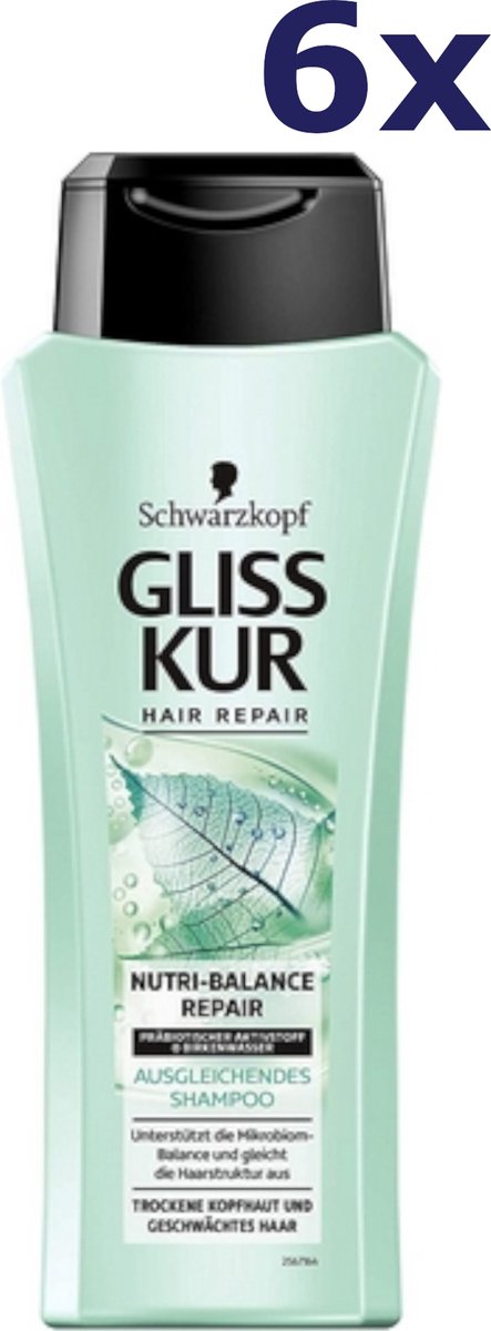 6x Gliss-Kur Shampoo - Nutri-Balance Repair 250 ml