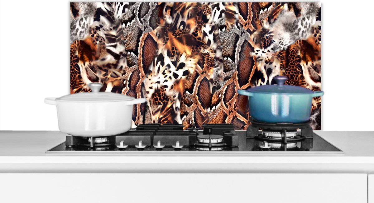 Spatscherm keuken - Slangenprint - Dieren - Zebra - Spatscherm - Spatwand - 90x45 cm