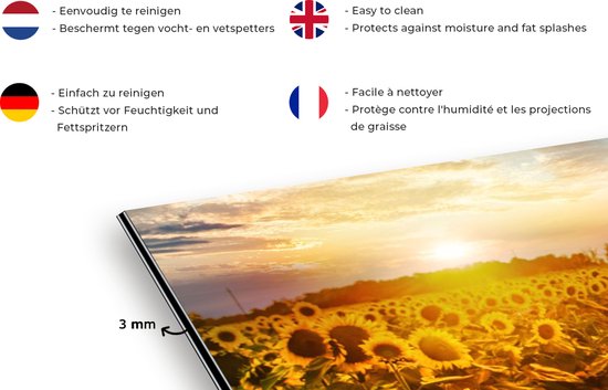 Spatscherm keuken 90x45 cm - Kookplaat achterwand Bloemen - Zonnebloem - Lucht - Muurbeschermer - Spatwand fornuis - Hoogwaardig aluminium